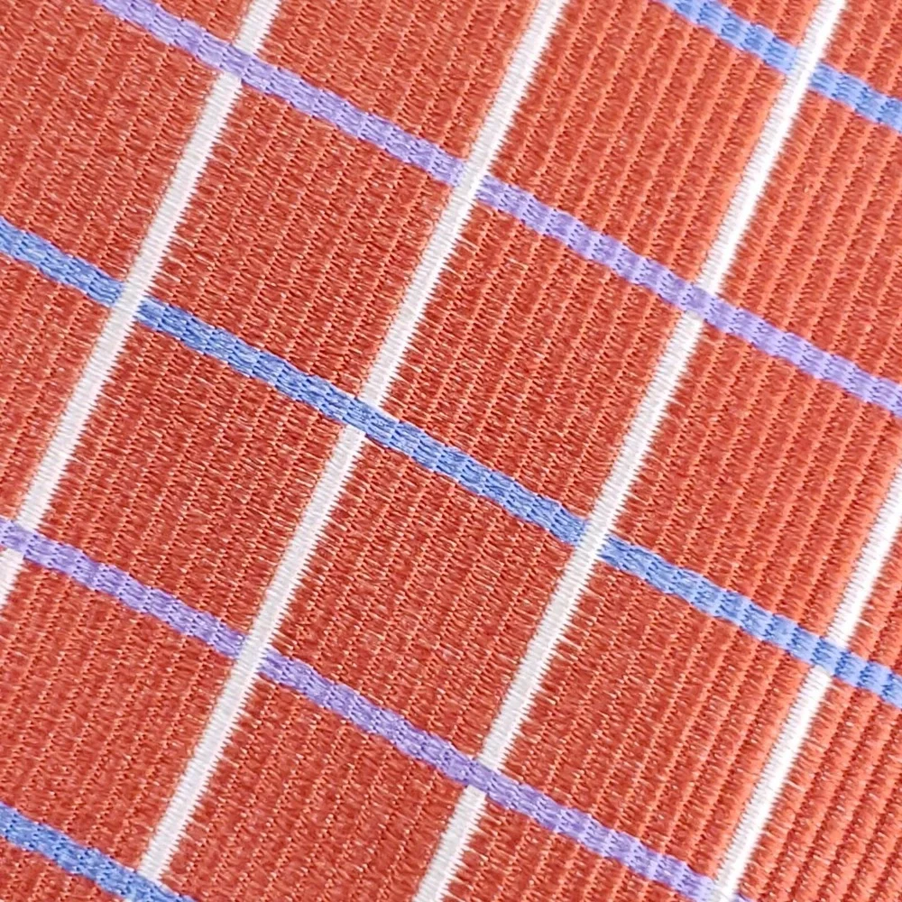 Van Heusen Tie Orange Plaid Geometric Business Classic Necktie Mens‎